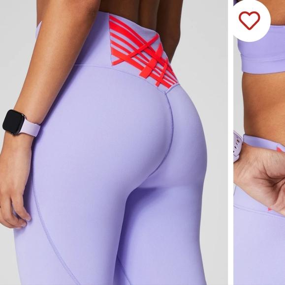NWOT! Fabletics Boost Powerhold high waisted legging Color: FIELDS OF LILAC/NEON - Picture 4 of 6
